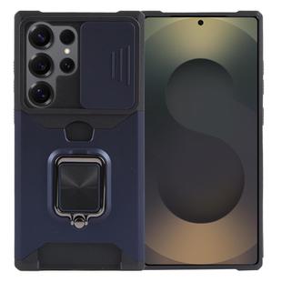 For Samsung Galaxy S25 Ultra 5G Camera Shield Card Slot PC Hybrid TPU Phone Case(Blue)