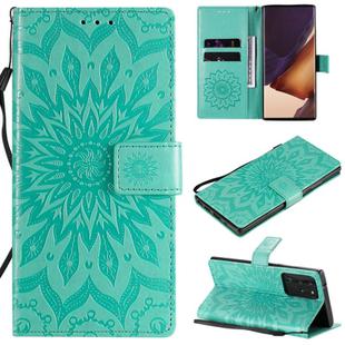 For Samsung Galaxy Note20 Ultra 5G Sun Embossing Pattern Horizontal Flip Leather Case with Card Slot & Holder & Wallet & Lanyard(Green)