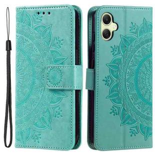 For Samsung Galaxy A06 5G / 4G Totem Flower Embossed Leather Phone Case with Lanyard(Green)