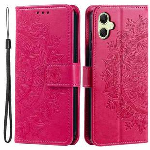 For Samsung Galaxy A06 5G / 4G Totem Flower Embossed Leather Phone Case with Lanyard(Red)