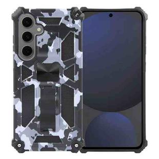For Samsung Galaxy S24 FE 5G Camouflage Armor Kickstand TPU Hybrid PC Magnetic Phone Case(Grey)