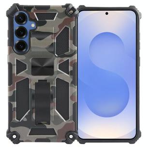 For Samsung Galaxy S25+ 5G Camouflage Armor Kickstand TPU Hybrid PC Magnetic Phone Case(Army Green)