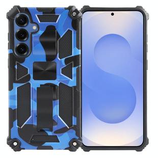 For Samsung Galaxy S25+ 5G Camouflage Armor Kickstand TPU Hybrid PC Magnetic Phone Case(Dark Blue)