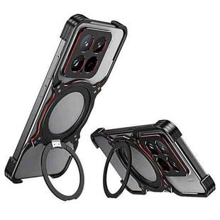 For Xiaomi 15 Mechanical Arm Borderless MagSafe Holder Metal Phone Case(Black Red)