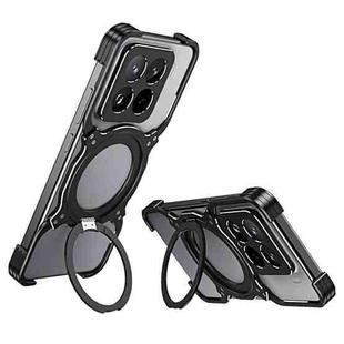 For Xiaomi 15 Pro Mechanical Arm Borderless MagSafe Holder Metal Phone Case(Black Silver)