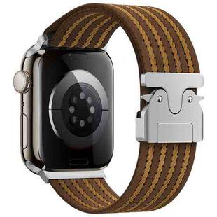 For Apple Watch 42mm / 41mm / 40mm / 38mm Parachute Buckle 4-Stripe Braided Nylon Watch Band(Brown Khaki)