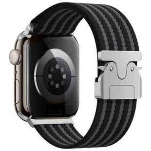 For Apple Watch 42mm / 41mm / 40mm / 38mm Parachute Buckle 4-Stripe Braided Nylon Watch Band(Black Grey)