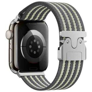 For Apple Watch 42mm / 41mm / 40mm / 38mm Parachute Buckle 4-Stripe Braided Nylon Watch Band(Grey Light Yellow)