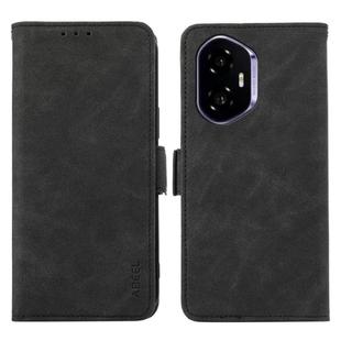 For Honor 400 ABEEL Frosted Magnetic RFID Leather Phone Case(Black)
