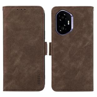 For Honor 400 ABEEL Frosted Magnetic RFID Leather Phone Case(Brown)