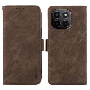 For Honor X6c 4G ABEEL Frosted Magnetic RFID Leather Phone Case(Brown)