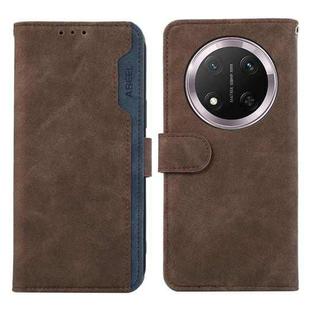 For Honor X9C 5G Global ABEEL Color Block Magnetic RFID Leather Phone Case(Brown-Blue)