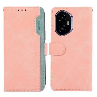 For Honor 400 ABEEL Color Block Magnetic RFID Leather Phone Case(Pink-Cyan)