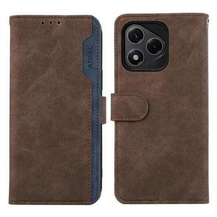 For Honor 400 Lite ABEEL Color Block Magnetic RFID Leather Phone Case(Brown-Blue)