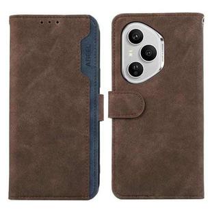 For Honor 400 Pro Global 160.8mm ABEEL Color Block Magnetic RFID Leather Phone Case(Brown-Blue)