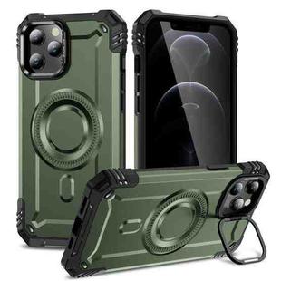 For iPhone 12 Pro Lens Holder MagSafe Phone Case(Army Green)