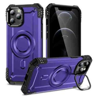 For iPhone 12 Pro Max Lens Holder MagSafe Phone Case(Purple)