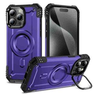 For iPhone 15 Pro Lens Holder MagSafe Phone Case(Purple)