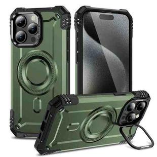 For iPhone 15 Pro Max Lens Holder MagSafe Phone Case(Army Green)