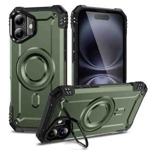 For iPhone 16 Lens Holder MagSafe Phone Case(Army Green)