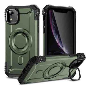 For iPhone XR Lens Holder MagSafe Phone Case(Army Green)