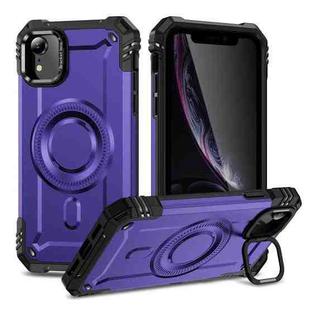 For iPhone XR Lens Holder MagSafe Phone Case(Purple)