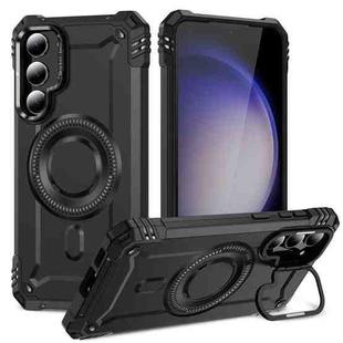 For Samsung Galaxy S23+ 5G Lens Holder MagSafe Phone Case(Black)