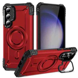 For Samsung Galaxy S23+ 5G Lens Holder MagSafe Phone Case(Red)