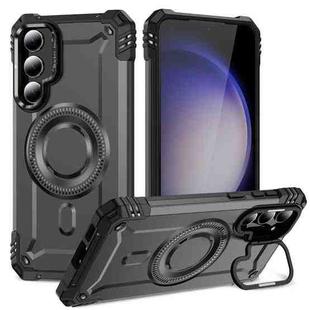 For Samsung Galaxy S23+ 5G Lens Holder MagSafe Phone Case(Grey)