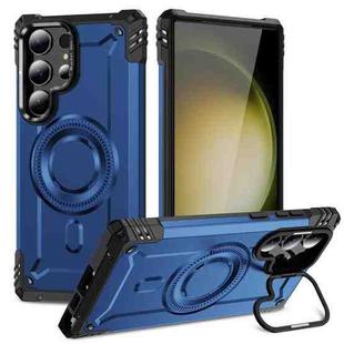 For Samsung Galaxy S23 Ultra 5G Lens Holder MagSafe Phone Case(Blue)