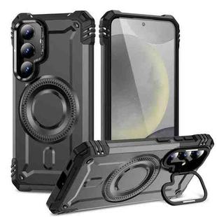For Samsung Galaxy S24+ 5G Lens Holder MagSafe Phone Case(Grey)