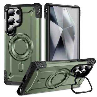 For Samsung Galaxy S24 Ultra 5G Lens Holder MagSafe Phone Case(Army Green)