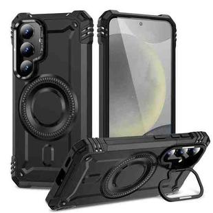 For Samsung Galaxy S25+ 5G Lens Holder MagSafe Phone Case(Black)