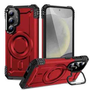 For Samsung Galaxy S25+ 5G Lens Holder MagSafe Phone Case(Red)