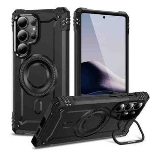 For Samsung Galaxy S25 Ultra 5G Lens Holder MagSafe Phone Case(Black)