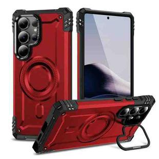 For Samsung Galaxy S25 Ultra 5G Lens Holder MagSafe Phone Case(Red)