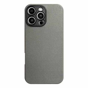 For iPhone 16 Pro Max Litchi Texture TPU Black Lens Frame Phone Case(Grey)