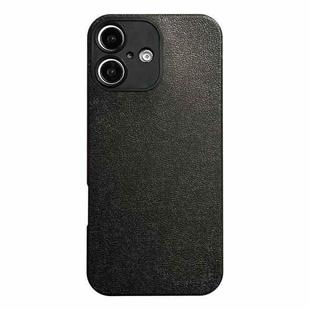 For iPhone 16 Plus Litchi Texture TPU Black Lens Frame Phone Case(Black)