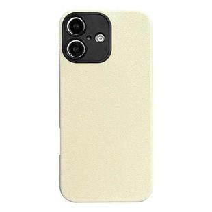 For iPhone 16 Litchi Texture TPU Black Lens Frame Phone Case(White)