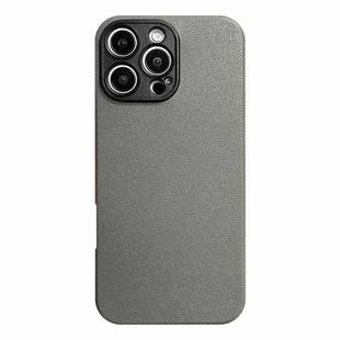 For iPhone 15 Pro Max Litchi Texture TPU Black Lens Frame Phone Case(Grey)