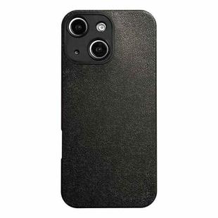 For iPhone 15 Plus Litchi Texture TPU Black Lens Frame Phone Case(Black)