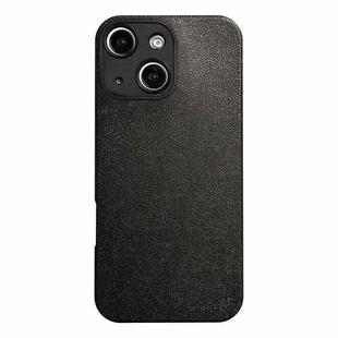 For iPhone 15 Litchi Texture TPU Black Lens Frame Phone Case(Black)