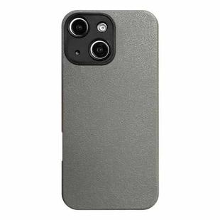 For iPhone 14 Litchi Texture TPU Black Lens Frame Phone Case(Grey)