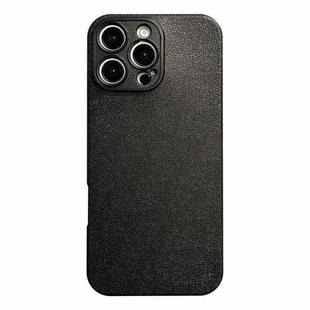 For iPhone 14 Pro Max Litchi Texture TPU Black Lens Frame Phone Case(Black)