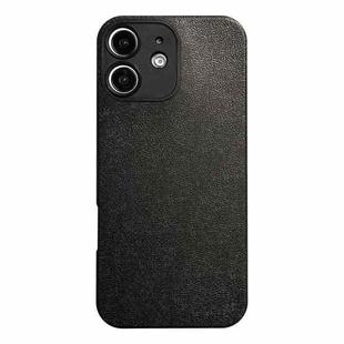 For iPhone 12 Litchi Texture TPU Black Lens Frame Phone Case(Black)