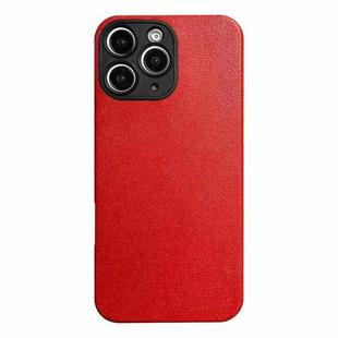 For iPhone 11 Pro Max Litchi Texture TPU Black Lens Frame Phone Case(Red)