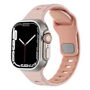 For Apple Watch 46mm / 49mm / 45mm / 44mm Horizontal Stripes Two-Color Silicone Watch Band(Pink Sand)