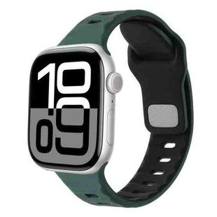 For Apple Watch 42mm / 41mm / 40mm / 38mm Horizontal Stripes Two-Color Silicone Watch Band(Deep Green Black)