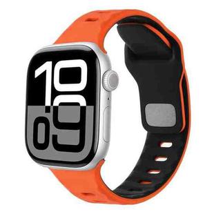 For Apple Watch 42mm / 41mm / 40mm / 38mm Horizontal Stripes Two-Color Silicone Watch Band(Orange Black)