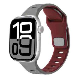 For Apple Watch 42mm / 41mm / 40mm / 38mm Horizontal Stripes Two-Color Silicone Watch Band(Grey Wine Red)